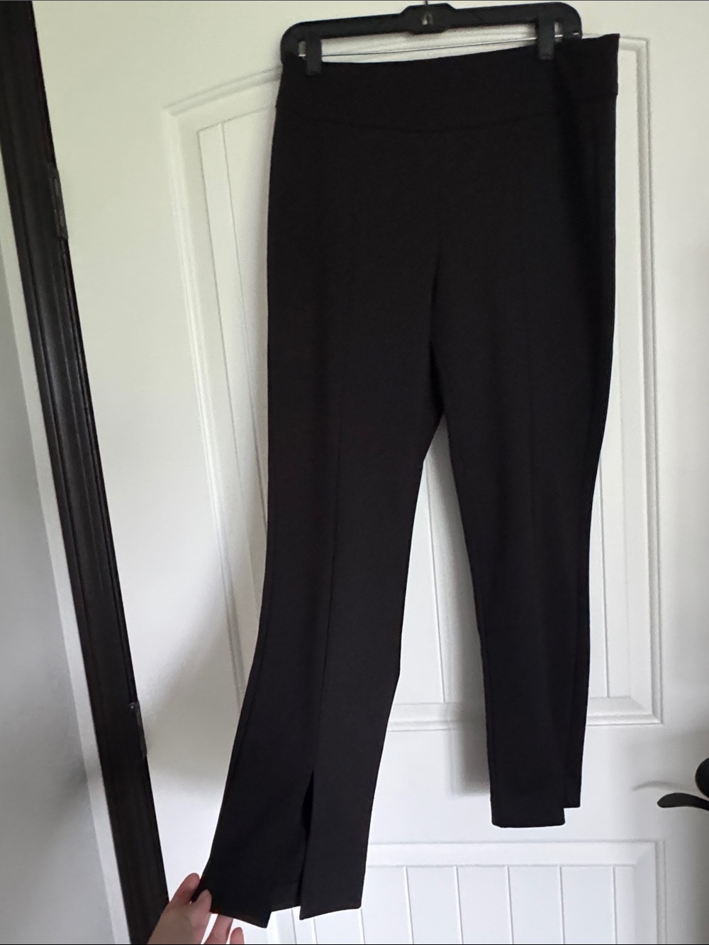 Nine West Black Straight-Leg Ponte Pants with Front Slit